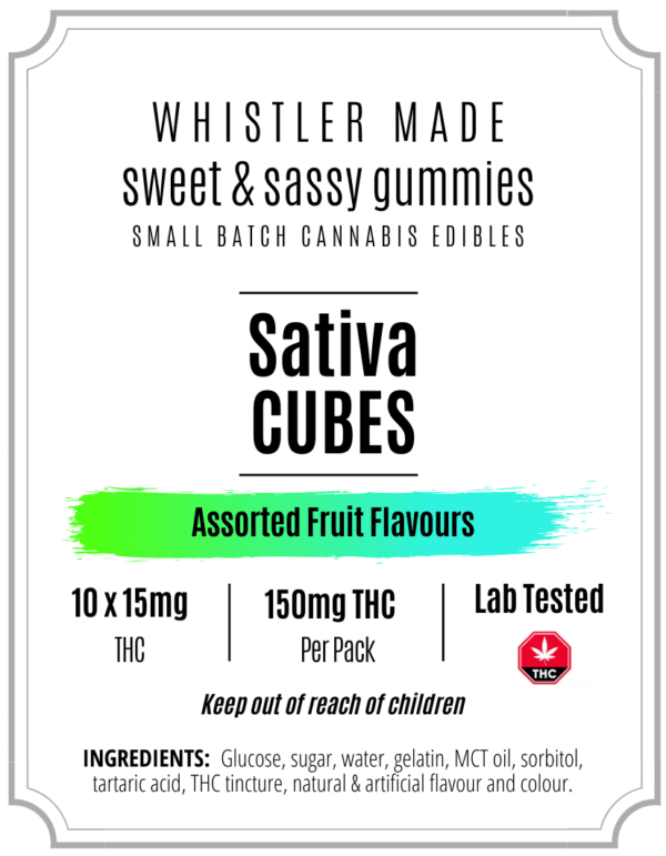 Sativa (15mg/gummy) =150mg/bag | Fruit Mix -Whistler Made - Image 2