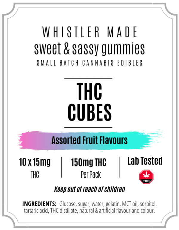 THC (15mg/gummy) = 150mg/bag | Cotton Candy - Whistler Made - Image 2