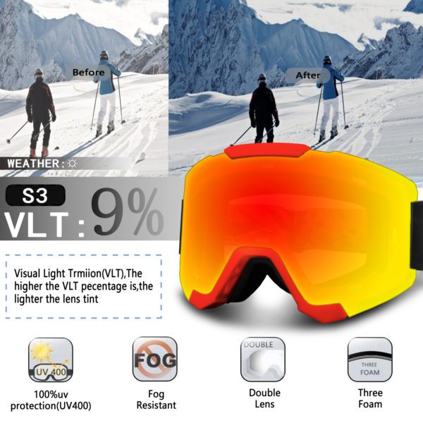 Magnetic Snow Goggle + Spare Lens + Hard Spare Lens Cover - Image 2