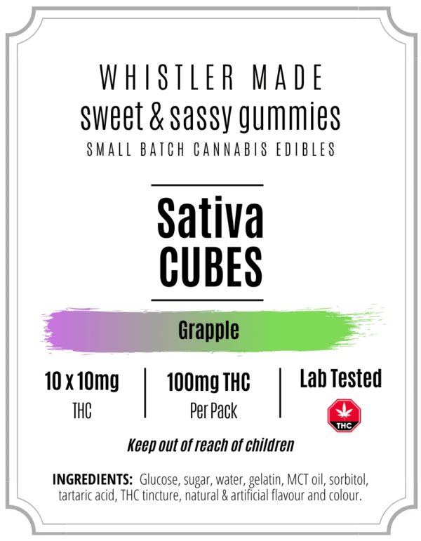 Sativa  10mg/gummy = 100mg/bag | Grapple - Whistler Made - Image 2