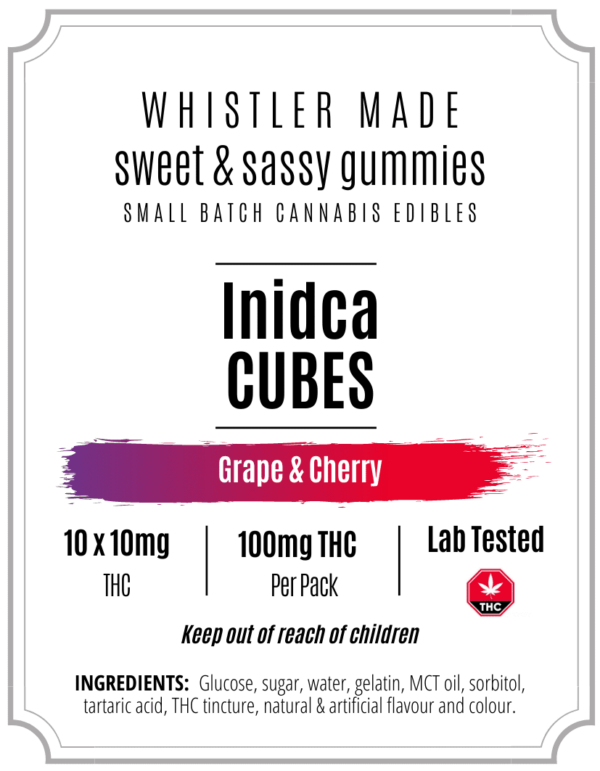 Indica (10mg/gummy) =100mg/bag | Grape & Cherry - Whistler Made - Image 2