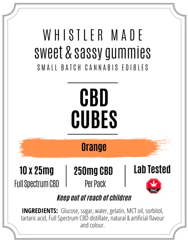 CBD (25mg/gummy) = 250mg/bag | Orange Whistler Made - Image 2