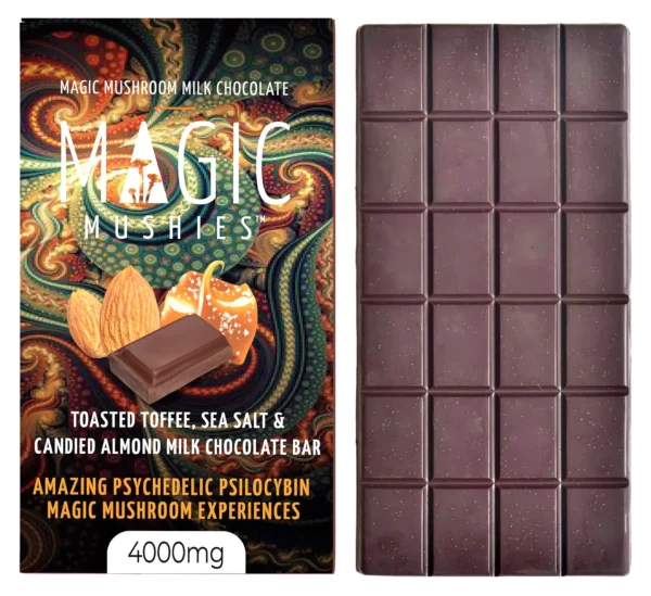 Toasted Toffee, Sea Salt, & Candied Almond Milk Chocolate Bar - 4G Magic Mushroom